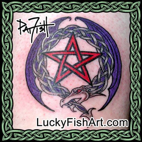 Dragons with pentagram - Dragon symbol tattoo,... - Stock Illustration  [88908897] - PIXTA